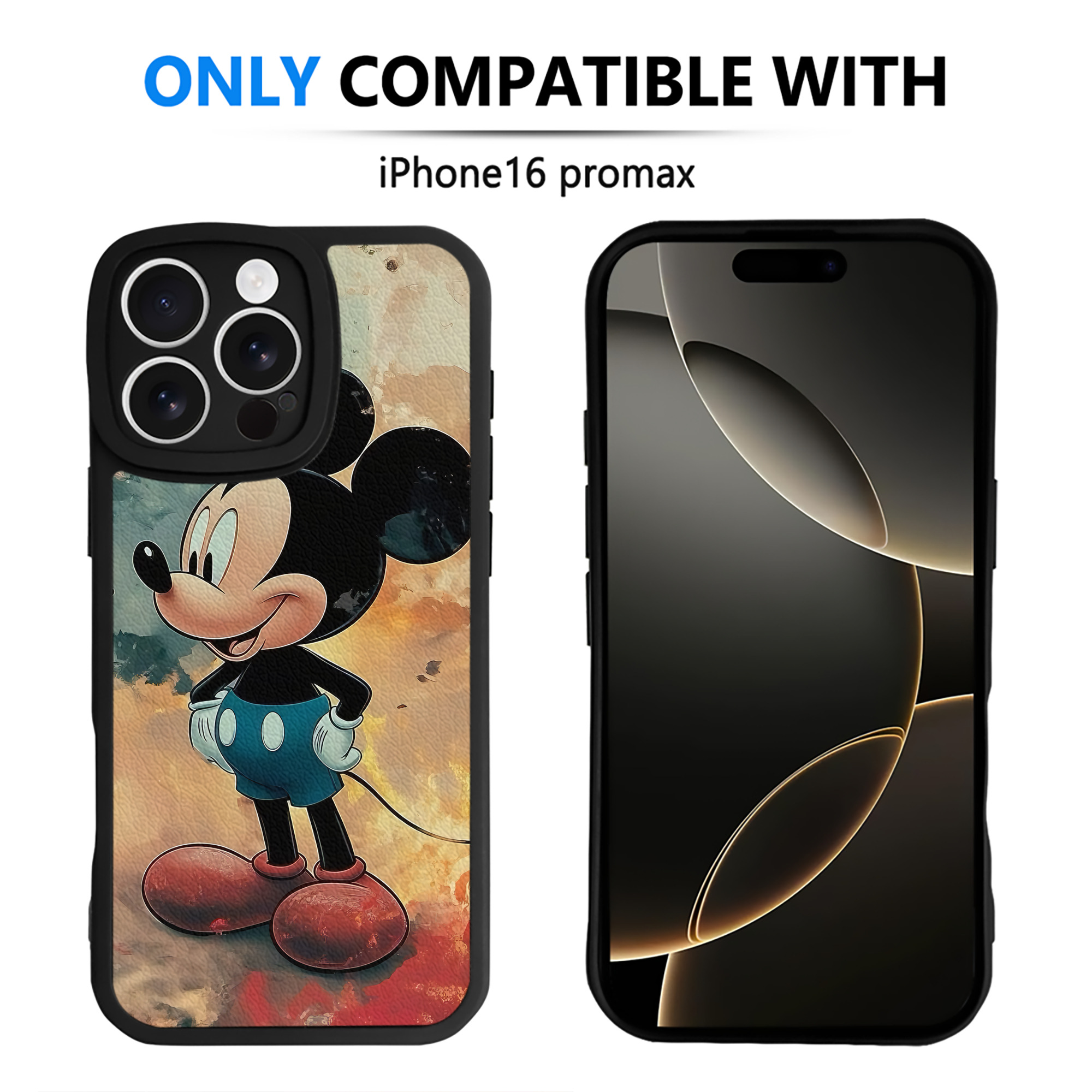 （画像用） ミッキーマウス Mickey Mouse 【iPhone 16シリーズ対応】シリコンスマホケース（レザー調） 材質：シリコン